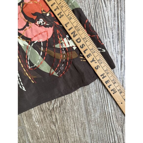 Talbot Skirt Womens 14 Brown A Line Floral Beaded Silk Fairycore Embroidered - Picture 8 of 10